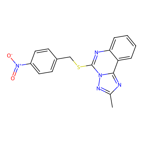2-Methyl-5-[(4-nitrobenzyl)sulfanyl][1,2,4]triazolo[1,5-c]quinazoline structure