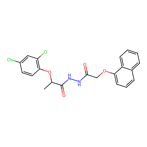 2-(2,4-dichlorophenoxy)-N'-[(1-naphthyloxy)acetyl]propanohydrazide structure