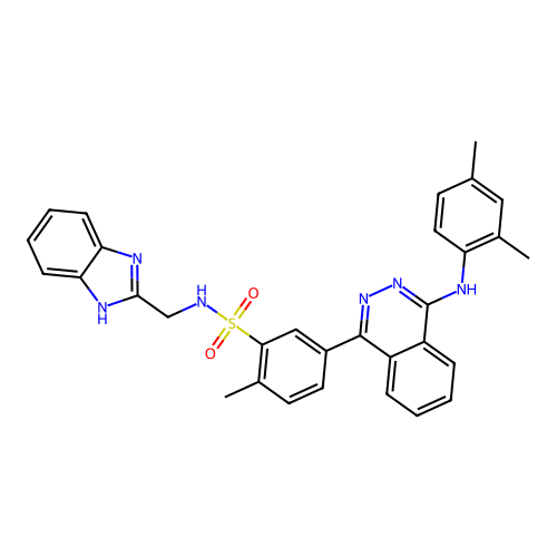 N-((1H-benzo[d]imidazol-2-yl)methyl)-5-(4-((2,4-dimethylphenyl)amino)phthalazin-1-yl)-2-methylbenzenesulfonamide structure