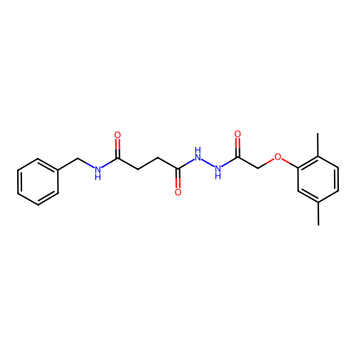 N-benzyl-4-{2-[(2,5-dimethylphenoxy)acetyl]hydrazinyl}-4-oxobutanamide structure