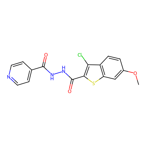 3-chloro-N'-isonicotinoyl-6-methoxy-1-benzothiophene-2-carbohydrazide structure