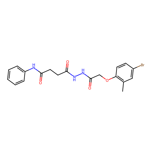 4-{2-[(4-bromo-2-methylphenoxy)acetyl]hydrazino}-4-oxo-N-phenylbutanamide structure