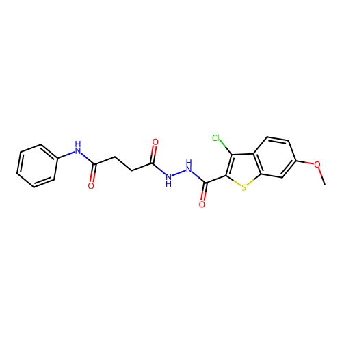 4-{2-[(3-chloro-6-methoxy-1-benzothien-2-yl)carbonyl]hydrazino}-4-oxo-N-phenylbutanamide structure