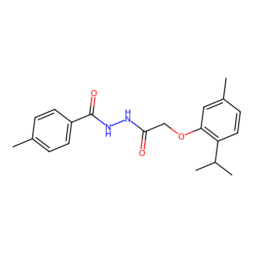 2-(2-isopropyl-5-methylphenoxy)-N'-(4-methylbenzoyl)acetohydrazide structure