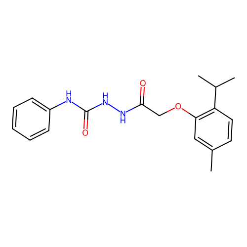 2-[(2-isopropyl-5-methylphenoxy)acetyl]-N-phenylhydrazinecarboxamide structure