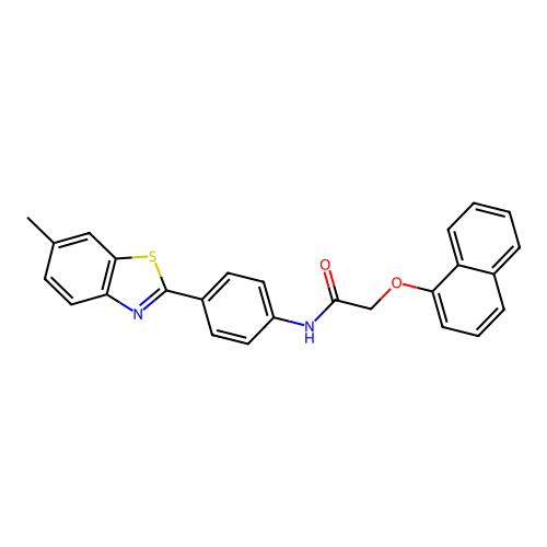 N-[4-(6-methylbenzothiazol-2-yl)phenyl]-2-naphthyloxyacetamide structure