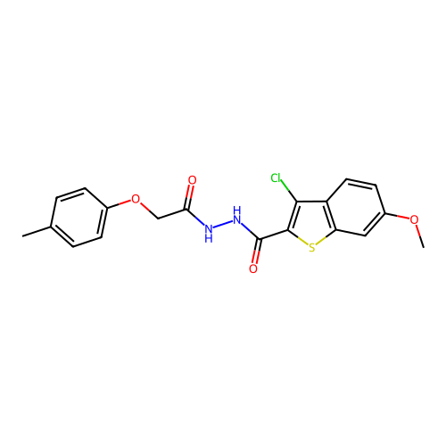 3-chloro-6-methoxy-N'-[(4-methylphenoxy)acetyl]-1-benzothiophene-2-carbohydrazide structure