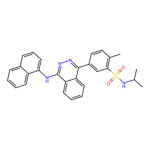 2-methyl-5-[4-(naphthalen-1-ylamino)phthalazin-1-yl]-N-(propan-2-yl)benzenesulfonamide structure