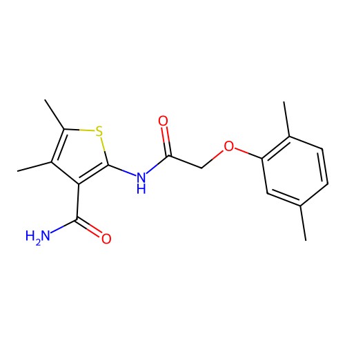 2-{[(2,5-Dimethylphenoxy)acetyl]amino}-4,5-dimethylthiophene-3-carboxamide structure