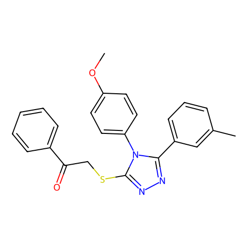 2-((4-(4-methoxyphenyl)-5-(m-tolyl)-4H-1,2,4-triazol-3-yl)thio)-1-phenylethanone structure