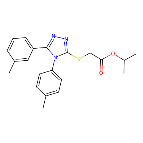 isopropyl 2-((5-(m-tolyl)-4-(p-tolyl)-4H-1,2,4-triazol-3-yl)thio)acetate structure