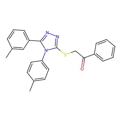 1-phenyl-2-((5-(m-tolyl)-4-(p-tolyl)-4H-1,2,4-triazol-3-yl)thio)ethanone structure