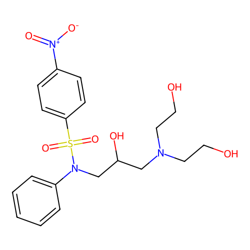 N-(3-(bis(2-hydroxyethyl)amino)-2-hydroxypropyl)-4-nitro-N-phenylbenzenesulfonamide structure