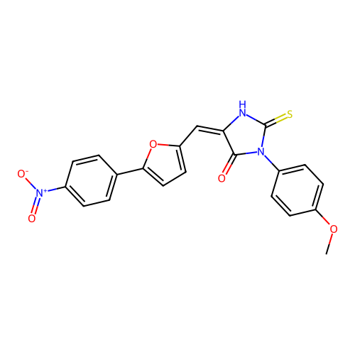 (5E)-3-(4-methoxyphenyl)-5-[[5-(4-nitrophenyl)furan-2-yl]methylidene]-2-sulfanylideneimidazolidin-4-one structure
