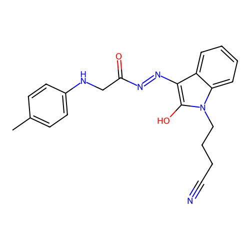 (Z)-N'-(1-(3-cyanopropyl)-2-oxoindolin-3-ylidene)-2-(p-tolylamino)acetohydrazide structure