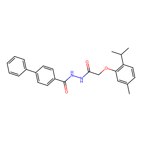 N'-[2-(5-methyl-2-propan-2-ylphenoxy)acetyl]-4-phenylbenzohydrazide structure