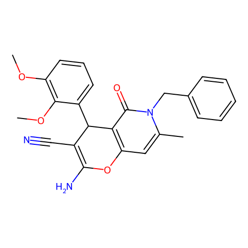 2-amino-6-benzyl-4-(2,3-dimethoxyphenyl)-7-methyl-5-oxo-5,6-dihydro-4H-pyrano[3,2-c]pyridine-3-carbonitrile structure