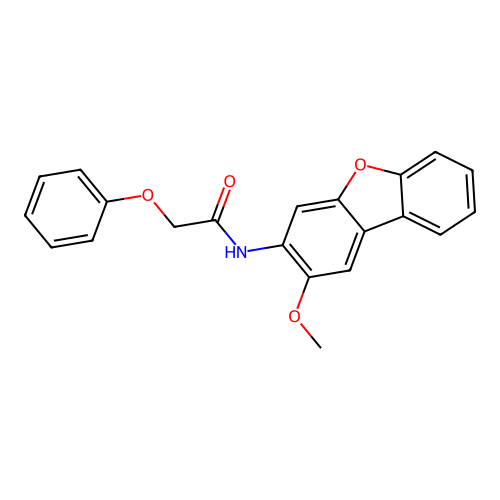 N-(2-methoxydibenzo[b,d]furan-3-yl)-2-phenoxyacetamide structure