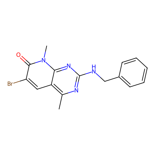 2-(benzylamino)-6-bromo-4,8-dimethylpyrido[2,3-d]pyrimidin-7(8H)-one structure