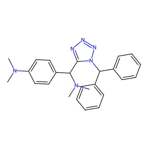 4-{(dimethylamino)[1-(diphenylmethyl)-1H-tetrazol-5-yl]methyl}-N,N-dimethylaniline structure