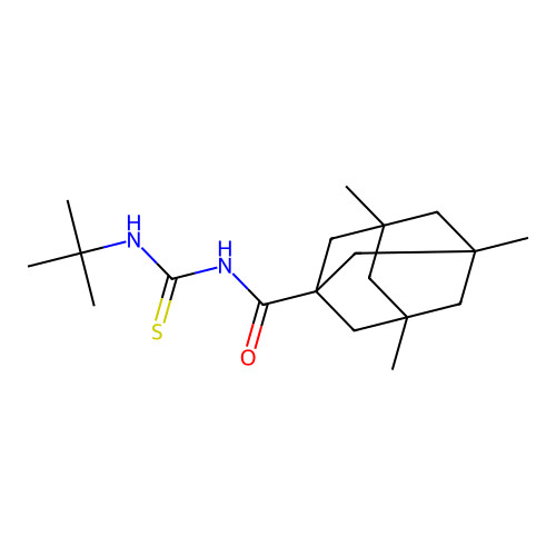 1-tert-Butyl-3-(3,5,7-trimethyl-adamantane-1-carbonyl)-thiourea structure