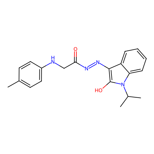 (p-Tolylamino)acetic acid (1-isopropyl-2-oxo-1,2-dihydroindol-3-ylidene)hydrazide structure