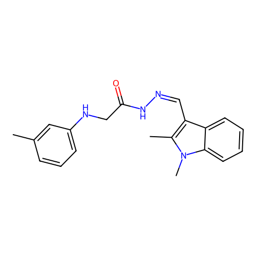 (Z)-N'-((1,2-dimethyl-1H-indol-3-yl)methylene)-2-(m-tolylamino)acetohydrazide structure
