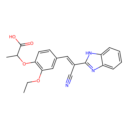 2-{4-[2-(1H-Benzoimidazol-2-yl)-2-cyano-vinyl]-2-ethoxy-phenoxy}-propionic acid structure