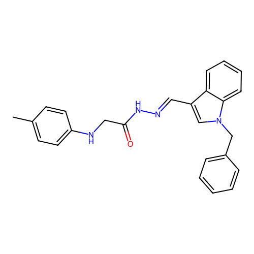 (E)-N'-((1-benzyl-1H-indol-3-yl)methylene)-2-(p-tolylamino)acetohydrazide structure