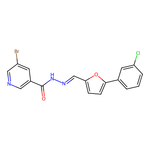 5-bromo-N'-{(E)-[5-(3-chlorophenyl)furan-2-yl]methylidene}pyridine-3-carbohydrazide structure