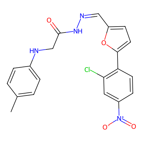 (Z)-N'-((5-(2-chloro-4-nitrophenyl)furan-2-yl)methylene)-2-(p-tolylamino)acetohydrazide structure
