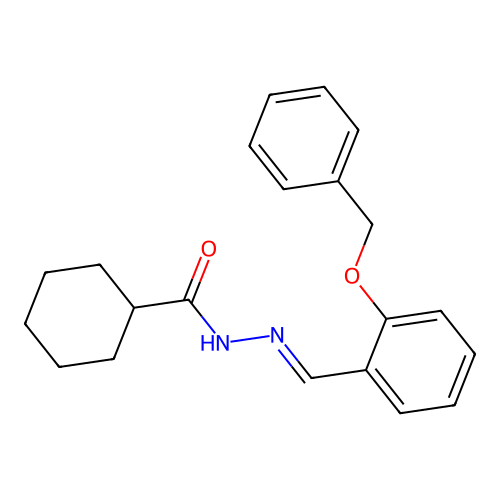 N-[(2-phenylmethoxyphenyl)methylideneamino]cyclohexanecarboxamide structure