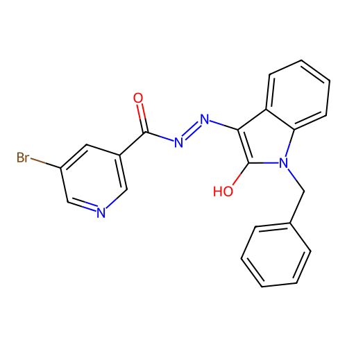 (Z)-N'-(1-benzyl-2-oxoindolin-3-ylidene)-5-bromonicotinohydrazide structure