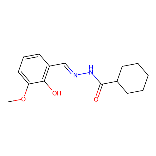 N-[(2-hydroxy-3-methoxyphenyl)methylideneamino]cyclohexanecarboxamide structure
