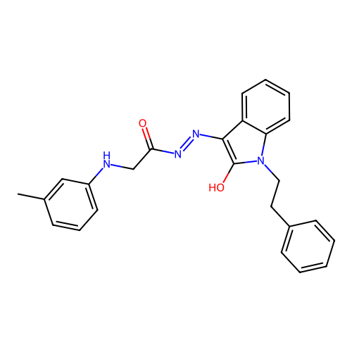 (E)-N'-(2-oxo-1-phenethylindolin-3-ylidene)-2-(m-tolylamino)acetohydrazide structure