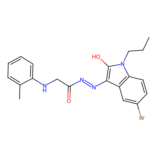 (Z)-N'-(5-bromo-2-oxo-1-propylindolin-3-ylidene)-2-(o-tolylamino)acetohydrazide structure