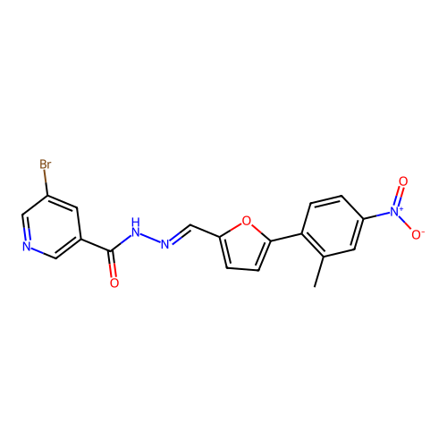 5-bromo-N'-{(E)-[5-(2-methyl-4-nitrophenyl)furan-2-yl]methylidene}pyridine-3-carbohydrazide structure