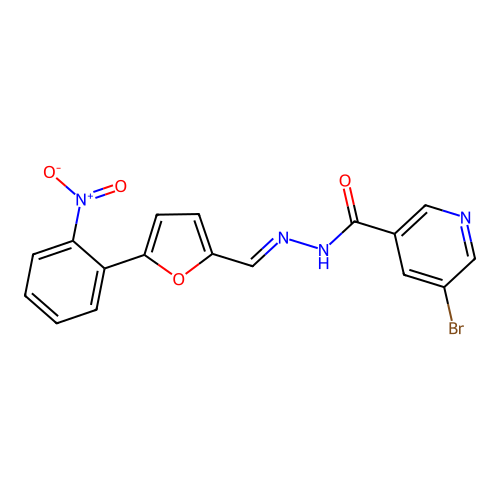5-bromo-N'-{(E)-[5-(2-nitrophenyl)furan-2-yl]methylidene}pyridine-3-carbohydrazide structure