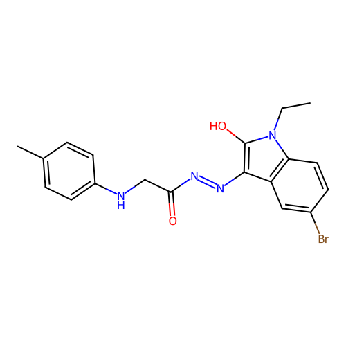 (Z)-N'-(5-bromo-1-ethyl-2-oxoindolin-3-ylidene)-2-(p-tolylamino)acetohydrazide structure