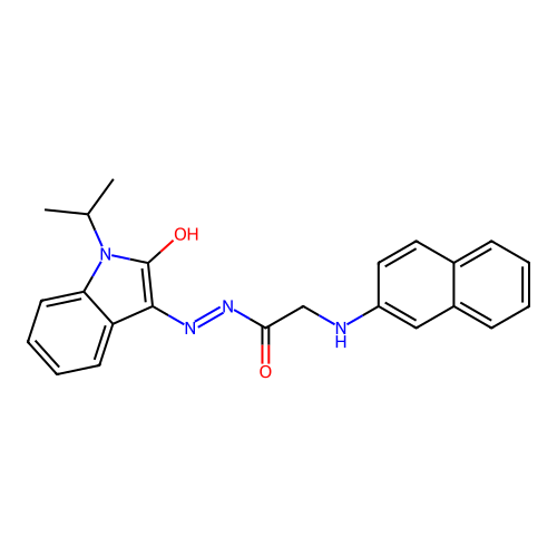 (Z)-N'-(1-isopropyl-2-oxoindolin-3-ylidene)-2-(naphthalen-2-ylamino)acetohydrazide structure