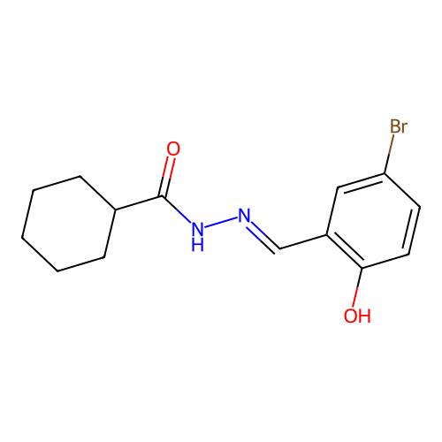 N-[(5-bromo-2-hydroxyphenyl)methylideneamino]cyclohexanecarboxamide structure