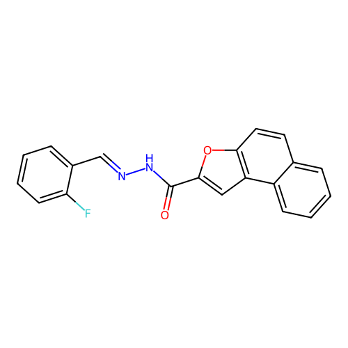 N-[(2-fluorobenzylidene)amino]benzo[e]benzofuran-2-carboxamide structure
