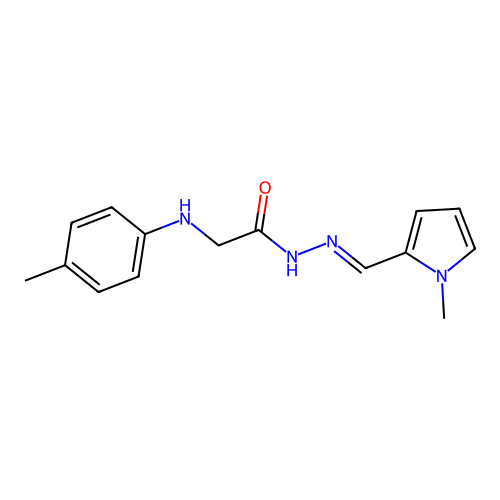 2-(4-methylanilino)-N-[(E)-(1-methylpyrrol-2-yl)methylideneamino]acetamide structure