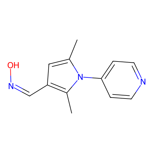(NZ)-N-[(2,5-dimethyl-1-pyridin-4-ylpyrrol-3-yl)methylidene]hydroxylamine structure