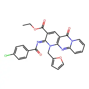 (Z)-ethyl 2-((4-chlorobenzoyl)imino)-1-(furan-2-ylmethyl)-5-oxo-2,5-dihydro-1H-dipyrido[1,2-a:2',3'-d]pyrimidine-3-carboxylate structure