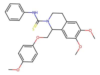 6,7-dimethoxy-1-[(4-methoxyphenoxy)methyl]-N-phenyl-1,2,3,4-tetrahydroisoquinoline-2-carbothioamide structure