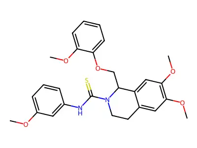 6,7-dimethoxy-1-((2-methoxyphenoxy)methyl)-N-(3-methoxyphenyl)-3,4-dihydroisoquinoline-2(1H)-carbothioamide structure