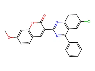 3-(6-chloro-4-phenylquinazolin-2-yl)-7-methoxy-2H-chromen-2-one structure
