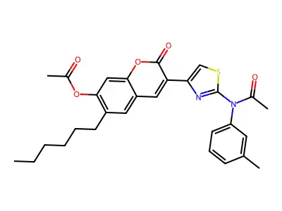 N-[4-[7-(Acetyloxy)-6-hexyl-2-oxo-2H-1-benzopyran-3-yl]-2-thiazolyl]-N-(3-methylphenyl)acetamide structure