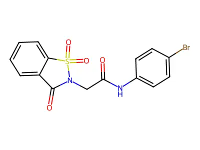 N-(4-bromophenyl)-2-(1,1,3-trioxo-1,2-benzothiazol-2-yl)acetamide structure